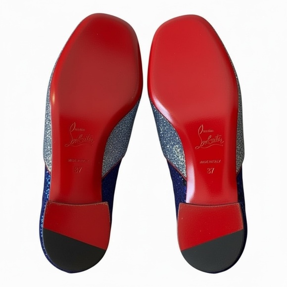 Christian Louboutin Boudiva Glitter Fur House Slip On Mules Slippers Flats - Picture 11 of 11